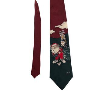 Ho Ho Ho Santa Claus Golf Neck Tie 100% Silk Christmas Holiday